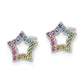 Sterling Silver Rhodium-Plated Rainbow Crystal Star Post Earrings