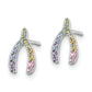 Sterling Silver Rh-Plated Rainbow Crystal Wishbone Post Earrings