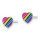 Sterling Silver Rhodium-Plated Polished Rainbow Enameled Heart Children'S Post Earrings