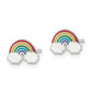 Sterling Silver Rhodium-Plated Polished & Multi-Color Enameled Rainbow Children'S Post Earrings