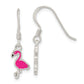 Sterling Silver Rhod-Pltd Pink Enamel Flamingo Children'S Dangle Earrings