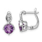 Sterling Silver Ss Rhod-Plated 1.48Tw Amethyst/White Topaz Hinged Earrings