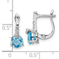 Sterling Silver Rhodium-Plated Swiss Bt/White Topaz Circle Hinged Earrings