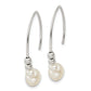 Sterling Silver Rhodium-Plated Polished Glass Pearl Dangle Earrings