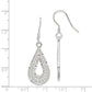 Sterling Silver Polished Textured D/C Filigree Teardrop Dangle Earrings