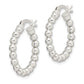 Sterling Silver Polished Beaded Hoop Earrings