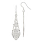 Sterling Silver Polished D/C Filigree Elongated Teardrop Dangle Earrings