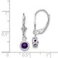 Sterling Silver Rhodium Plated 5mm Round Amethyst Leverback Earrings