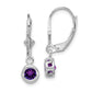 Sterling Silver Rhodium Plated 5mm Round Amethyst Leverback Earrings