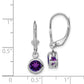 Sterling Silver Rhodium Plated 6mm Round Amethyst Leverback Earrings