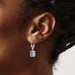 Sterling Silver Rh Plated 7X5 Emerald Cut Blue Topaz Leverback Earrings