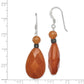 Sterling Silver Polished & Antiqued Carnelian Teardrop Dangle Earrings