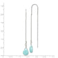 Sterling Silver Polished Blue Agate Teardrop Threader Earrings