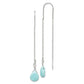 Sterling Silver Polished Blue Agate Teardrop Threader Earrings