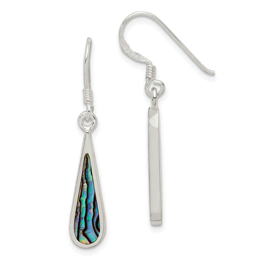 Sterling Silver Polished Abalone Teardrop Dangle Earrings