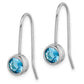 Sterling Silver Rhodium-Plated Blue Topaz Round Bezel Set Earrings