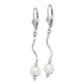 Sterling Silver Rhodium-Plated Polished Twist White 6-7mm Freshwater Cultured Pearl Leverback Dangle Earrings