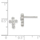 Sterling Silver Rhodium-Plated Polished Bezel Cz Cross Post Earrings