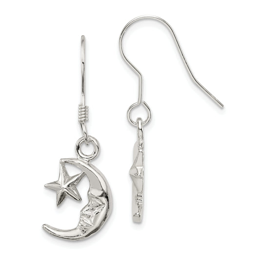 Sterling Silver Moon And Star Earrings