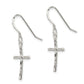 Sterling Silver Polished & Textured Cross Dangle Earrings