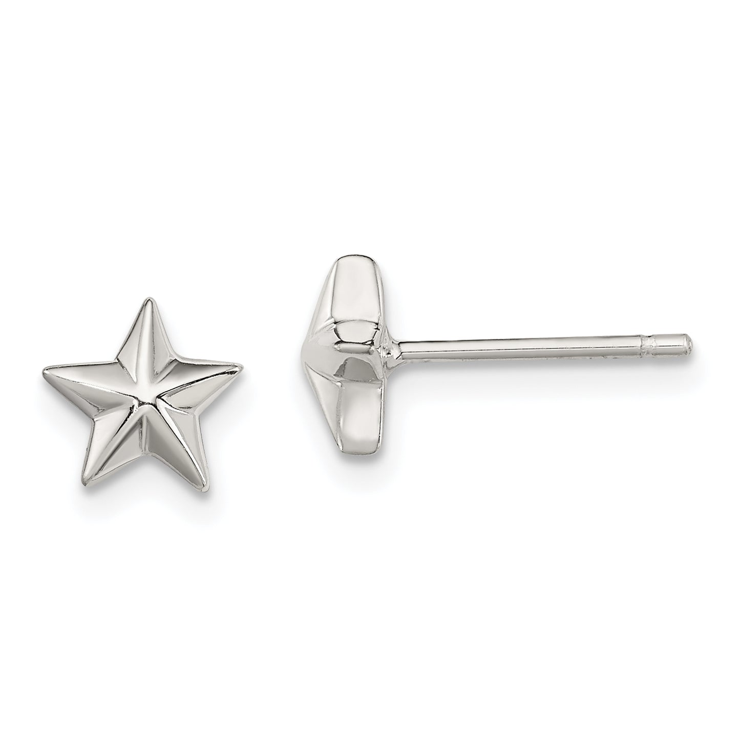 Sterling Silver Polished Star Children'S Post Earrings