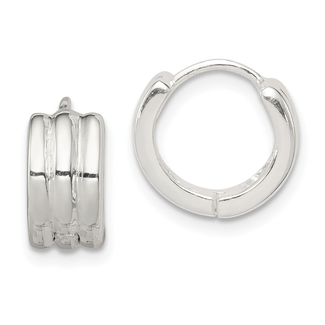 Sterling Silver Striped Hinged Hoop Earrings