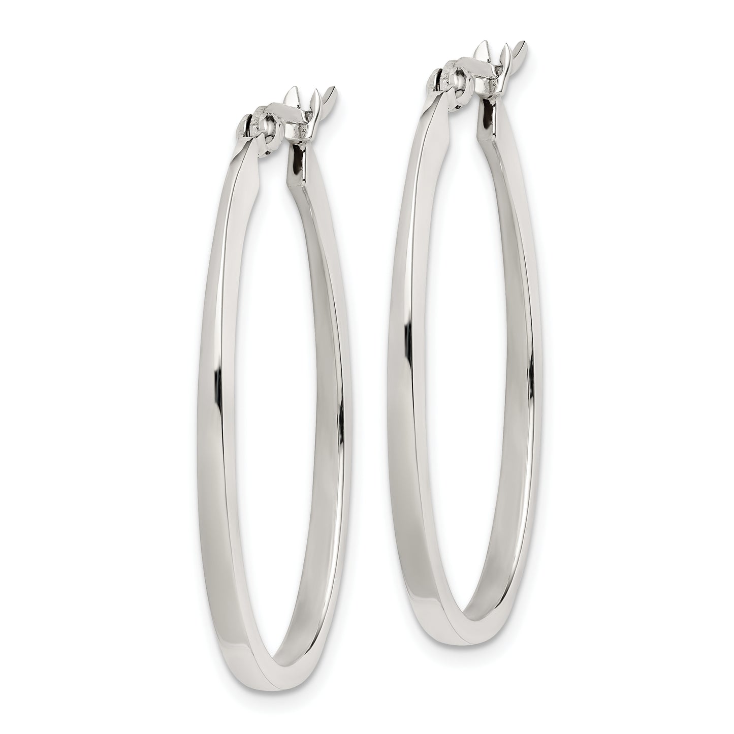 Sterling Silver Tapered 3mm Oval Hoop Earrings