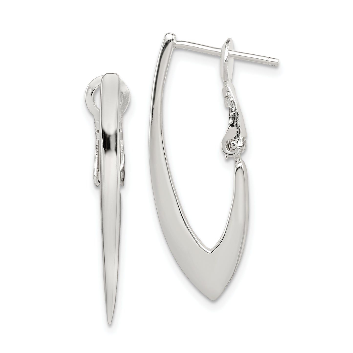 Sterling Silver Tapered Omega Back Hoop Earrings