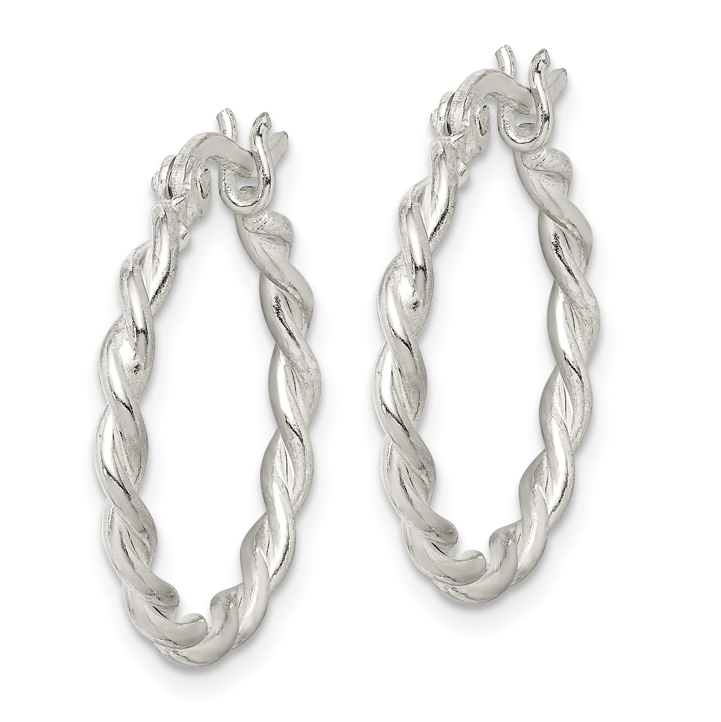 Sterling Silver Twisted 2mm Hoop Earrings