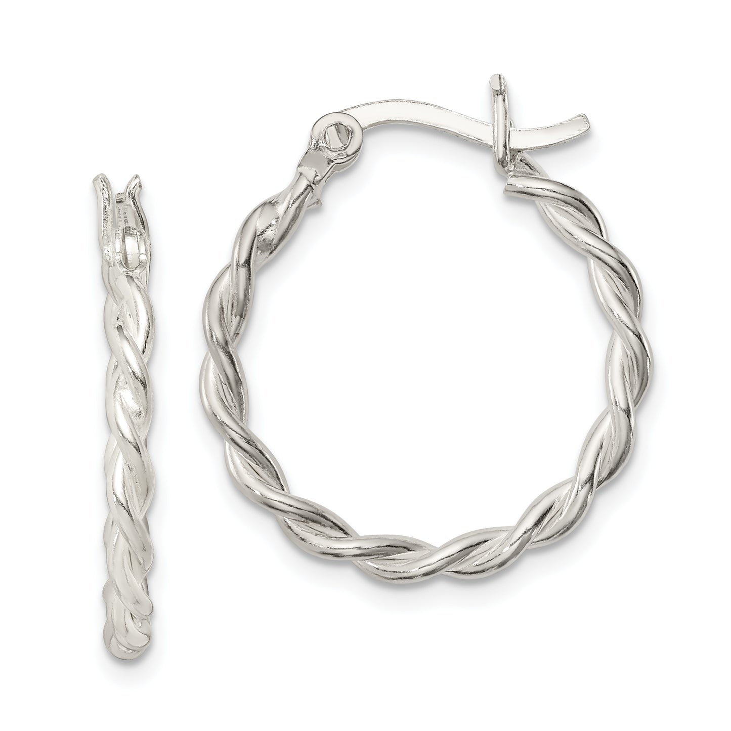 Sterling Silver Twisted 2mm Hoop Earrings