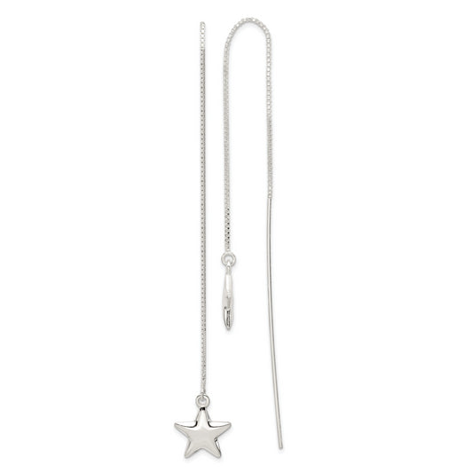 Sterling Silver Polished Star Threader Earrings