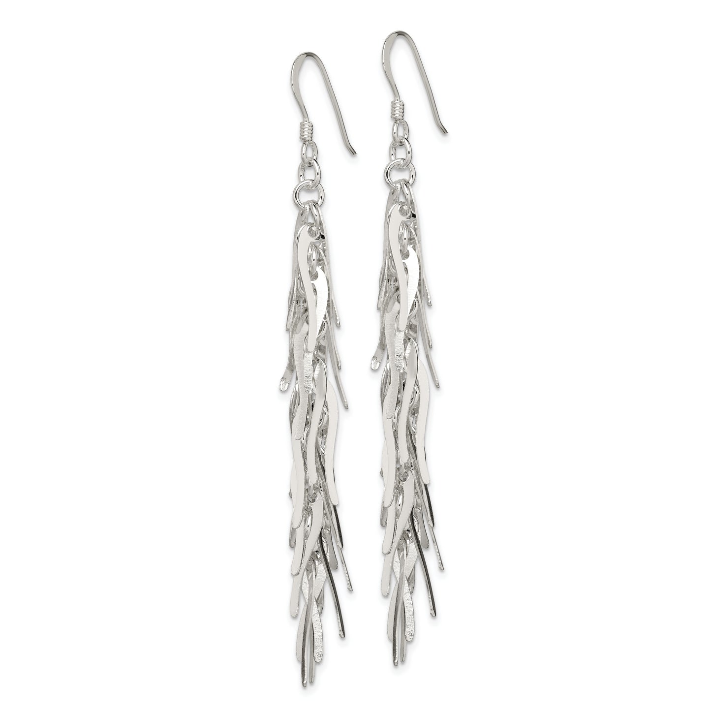 Sterling Silver Polished Fancy Drop Squiggle Dangle Earrings