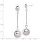 Sterling Silver Polished 14mm Ball Post Dangle Earrings