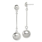 Sterling Silver Polished 14mm Ball Post Dangle Earrings