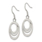 Sterling Silver Polished Triple Oval Dangle Earrings