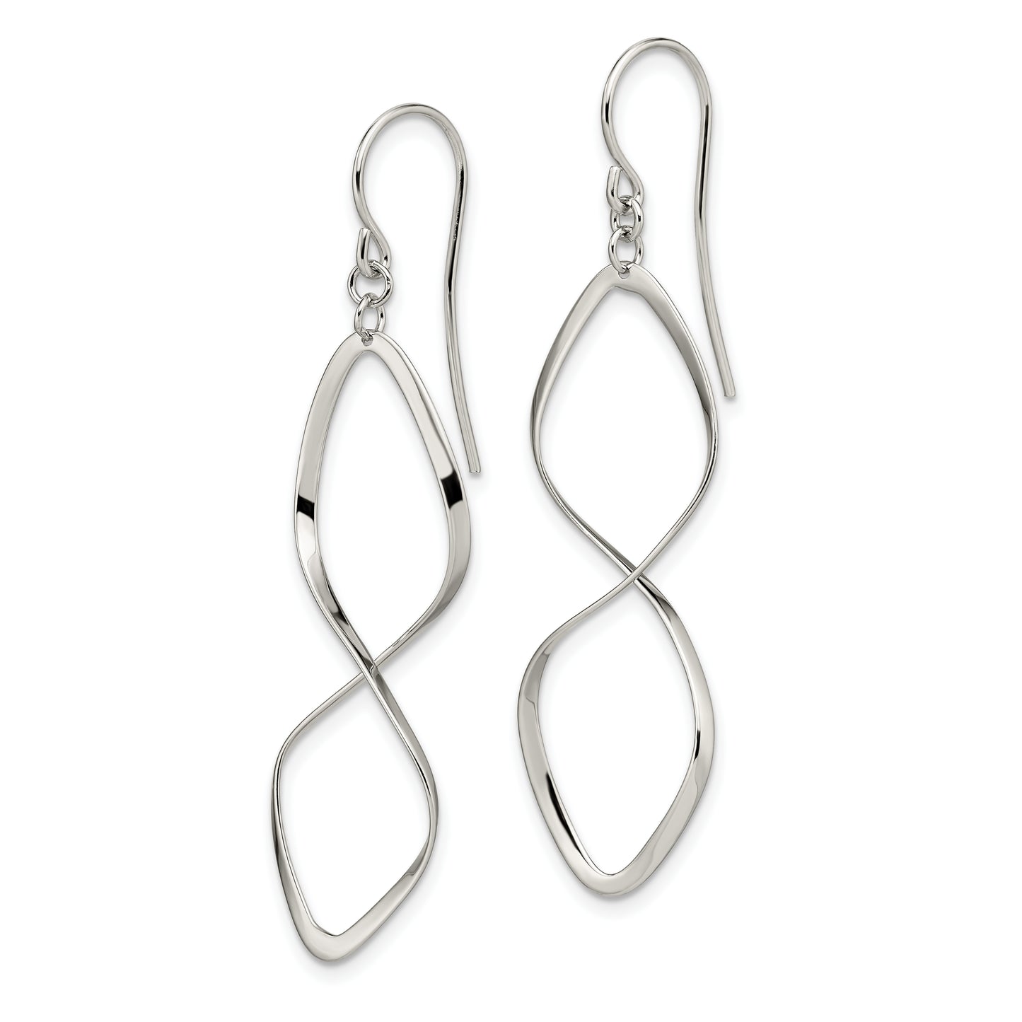 Sterling Silver Rhodium-Plated Polished Twisted Dangle Earrings