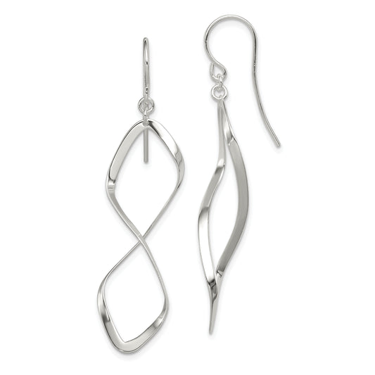 Sterling Silver Rhodium-Plated Polished Twisted Dangle Earrings