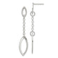 Sterling Silver Polished Marquise Shapes & Chain Post Dangle Earrings