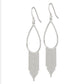 Sterling Silver Polished Teardrop & Beaded Chain Dangle Earrings