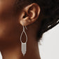 Sterling Silver Polished Teardrop & Beaded Chain Dangle Earrings