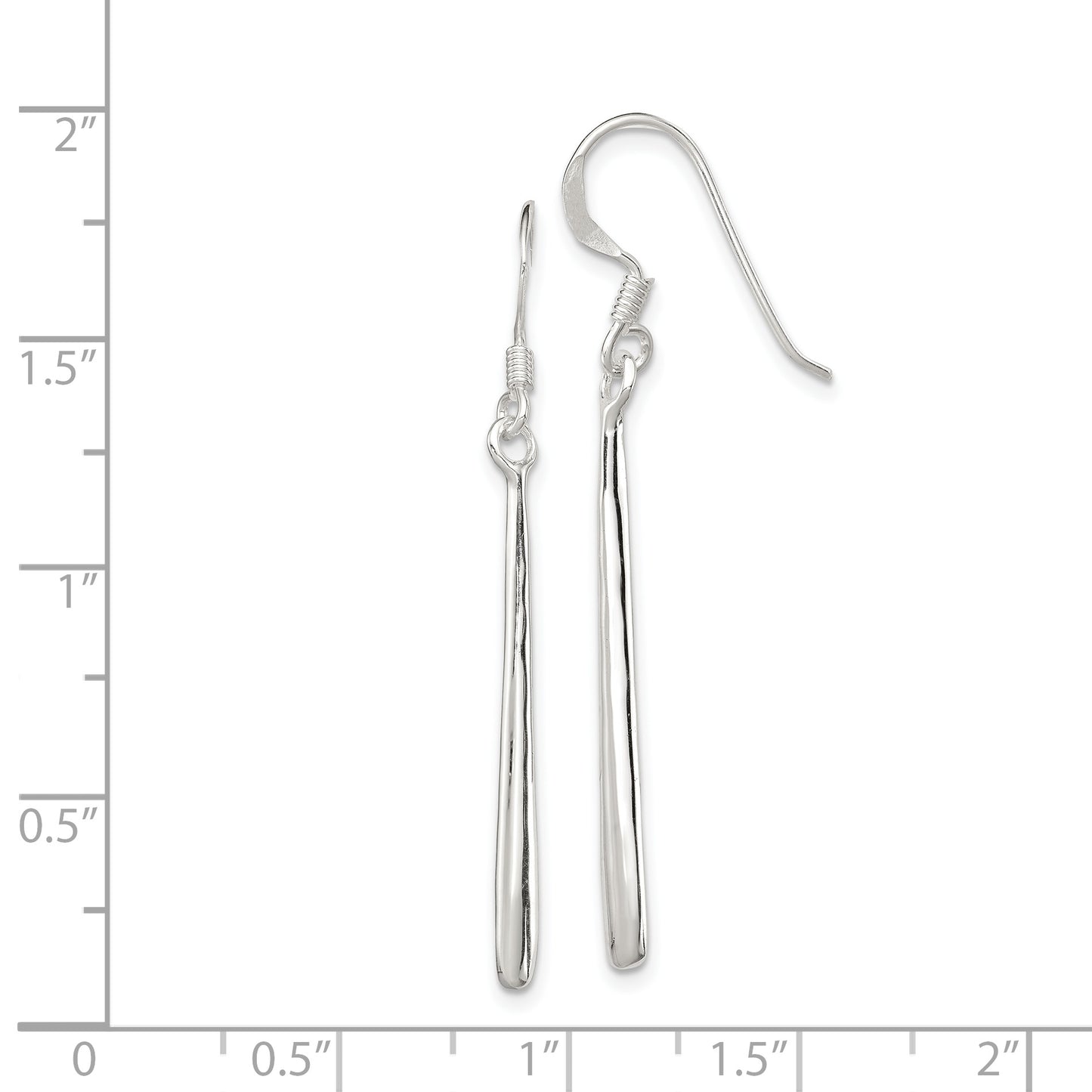 Sterling Silver Polished Teardrop Bar Dangle Earrings