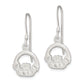 Sterling Silver Satin & Diamond-Cut Claddagh Dangle Earrings