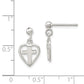 Sterling Silver Polished Cross In Heart Post Dangle Earrings