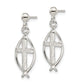 Sterling Silver Polished Antiqued & Textured Ichthus Cross Post Dangle Earrings