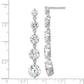 Sterling Silver Rhodium-Plated Clear Cz Journey Dangle Post Earrings