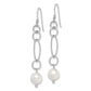 Sterling Silver Rhodium-Plated Polished & Twisted White 8-9mm Freshwater Cultured Pearl Dangle Earrings