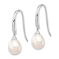 Sterling Silver Rhodium-Plated Polished White 8-9mm Freshwater Cultured Pearl Dangle Earrings