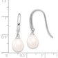 Sterling Silver Rhodium-Plated Polished White 8-9mm Freshwater Cultured Pearl Dangle Earrings