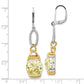 Sterling Silver W/ Gold-Tone Vermeil Light Yellow Cz Dangle Earrings