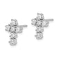 Sterling Silver Rhodium-Plated Polished Cz Cross Post Earrings